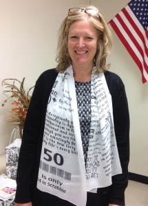 Michelle w 50th bday scarf 1